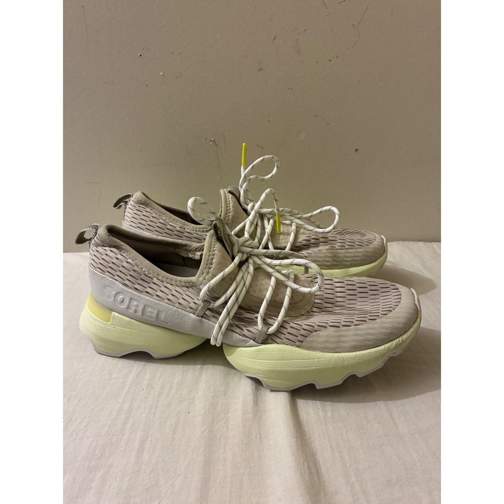 Sorel Kinetic Impact Lace Sneakers Womens 8.5 Chalk Acid Yellow NL4694-278